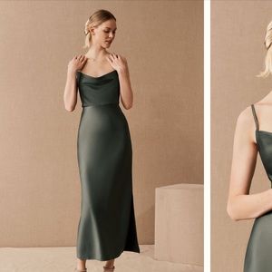 BHLDN Cali Satin Dress- Forest